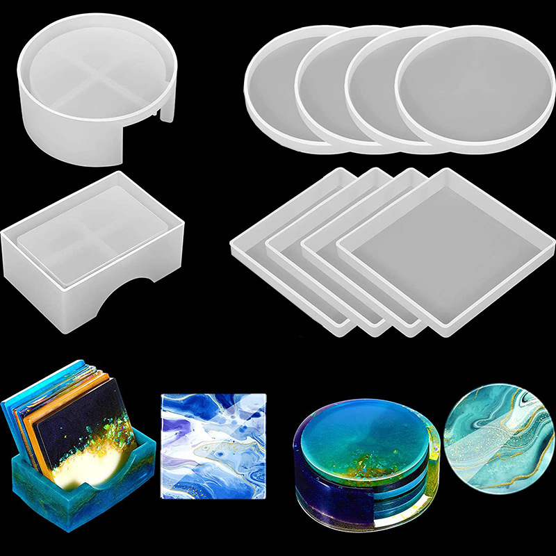 Silicone Epoxy Resin Molds Set - 5 stks/set DlY Epoxyhars Cup Onderzetters