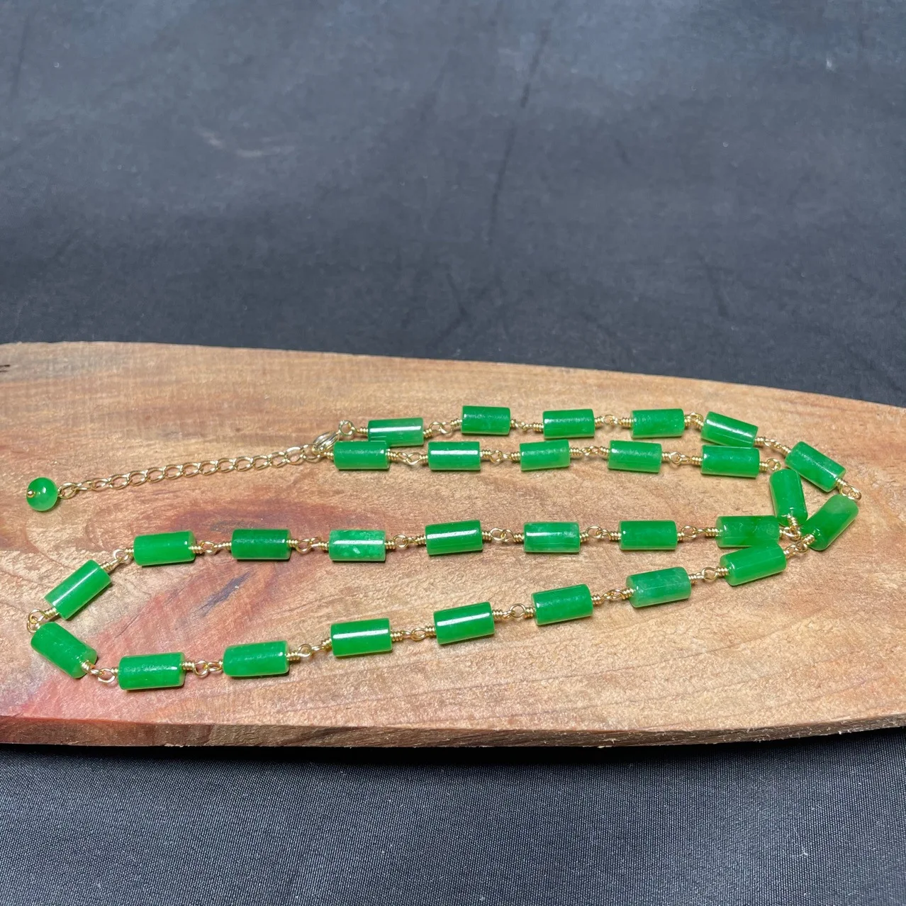 Beading - Groene Jade Kralen Ketting Vintage Lucky