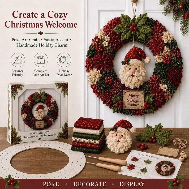 Sewing - 3D Kerst Stof Poke Art Kit,