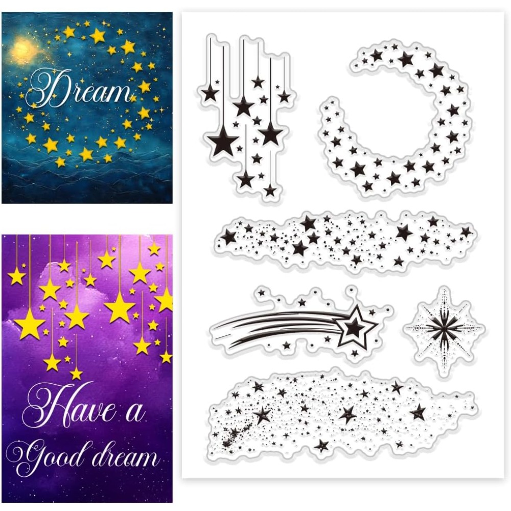 Clear Silicone Stamps For Card Making - Ster Clear Stamps Night Stars Border
