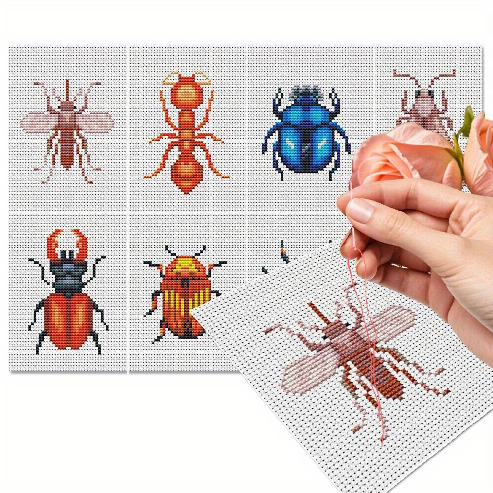 Cotton Embroidery Thread Skeins - 8 stuks insect kruissteek borduurpakket dier