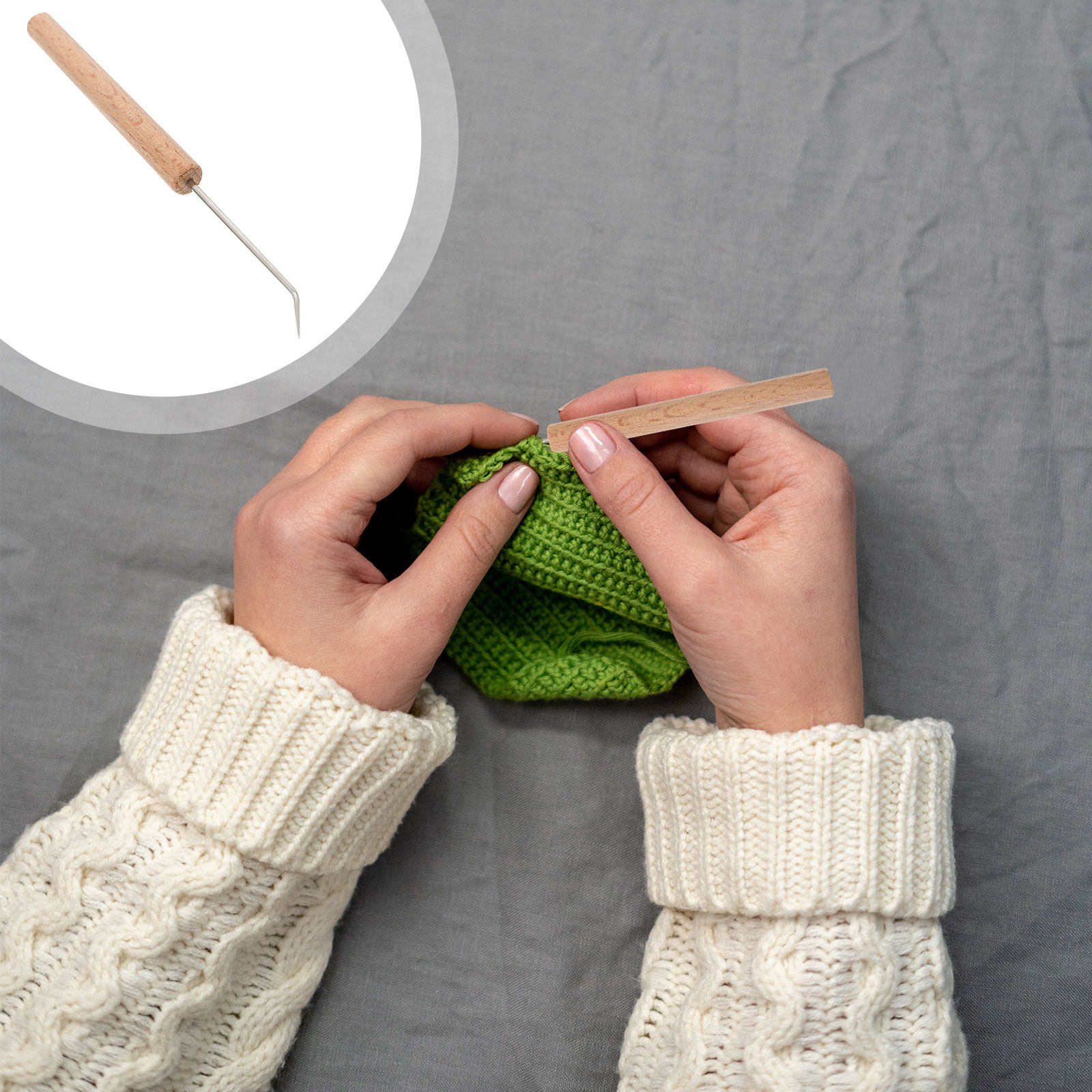 Wooden Crochet Hooks Ergonomic Handle - 1 stuks Premium houten haaknaaldenset met