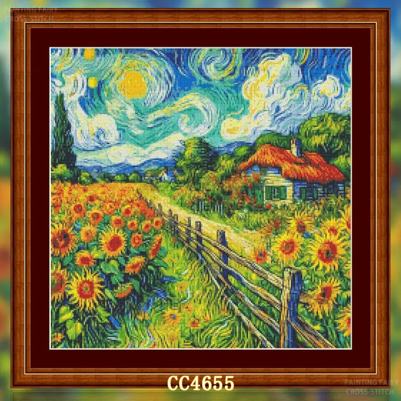 [[CC4656-Van Gogh Series Zonne - Cross Stitch Stamped Kits Beginners recensie en prijs