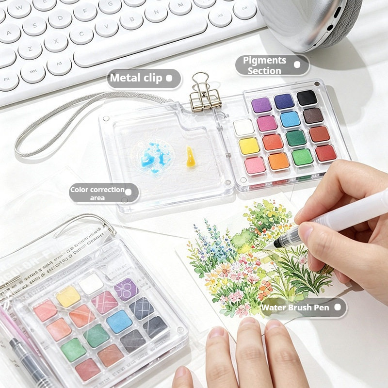 15 kleuren draagbare reisverfs - Watercolor Paint Set Solid Pigment recensie en prijs