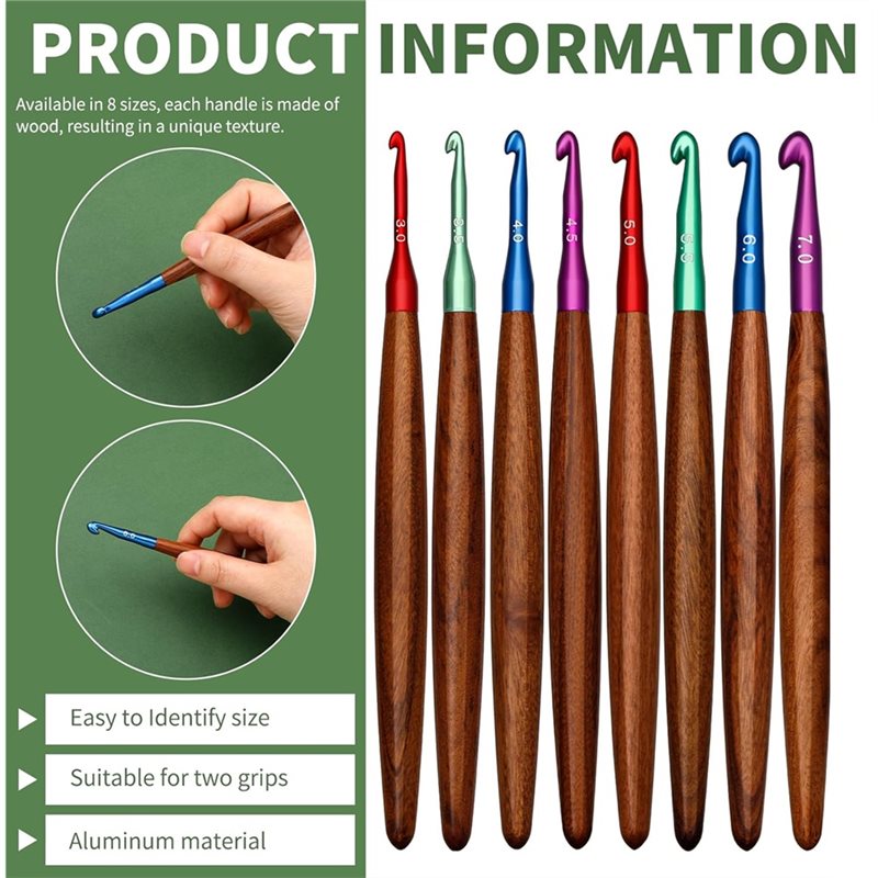 AB34-aluminium haaknaalden met - Wooden Crochet Hooks Ergonomic Handle recensie en prijs